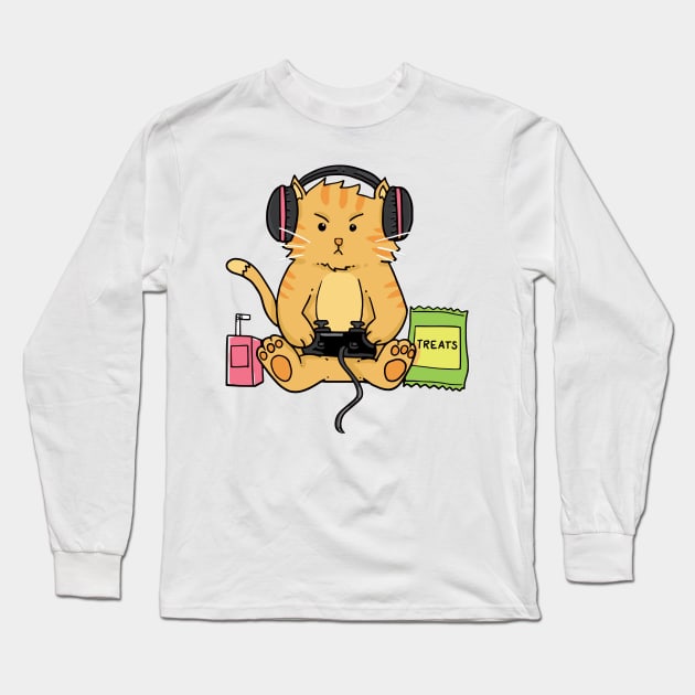 Gamer Cat Long Sleeve T-Shirt by Nowhereman78